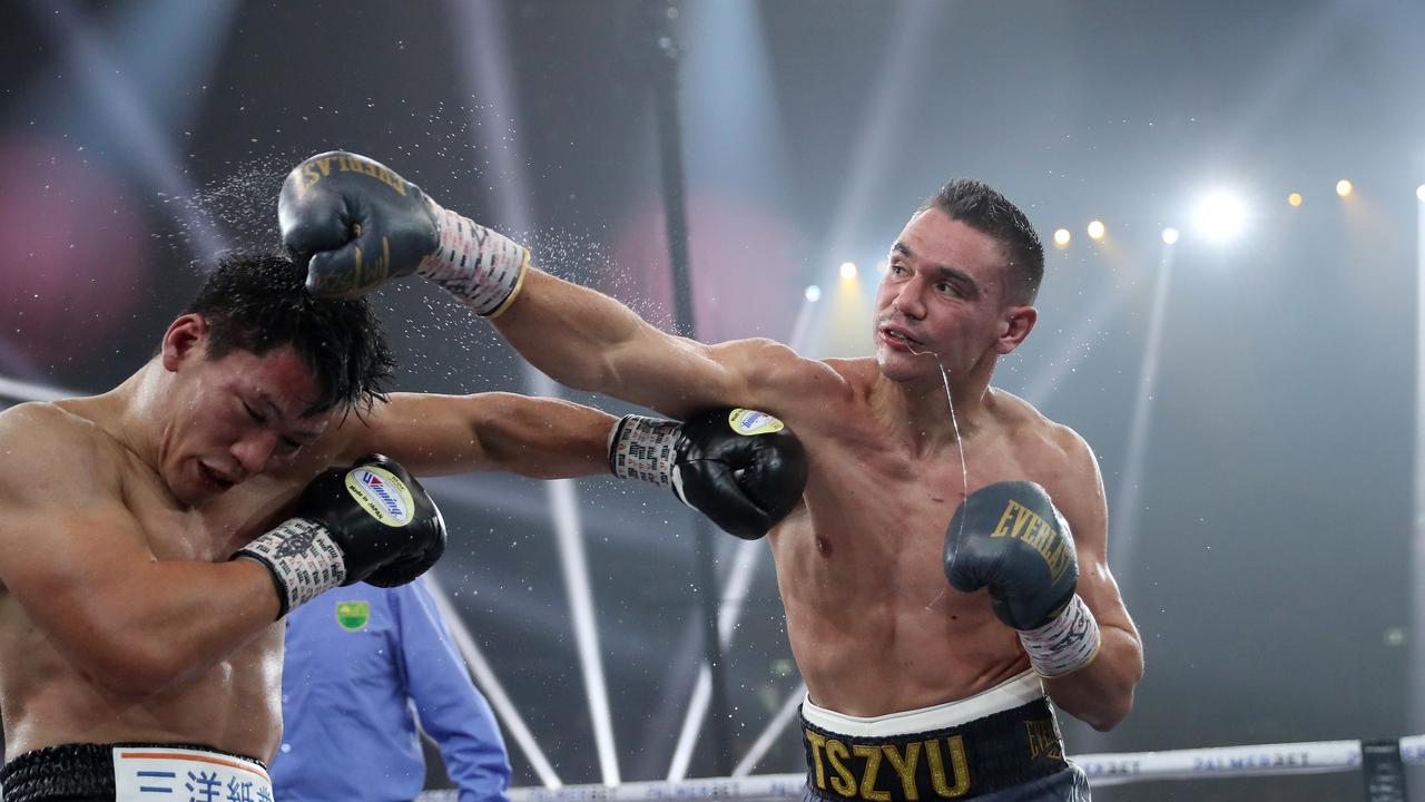 Tim Tszyu vs Takeshi Inoue WBO Global and Asia Pacific Super Welterweight title fight at Qudos Bank Arena, Sydney. Picture: No Limit Boxing / Brett Costello