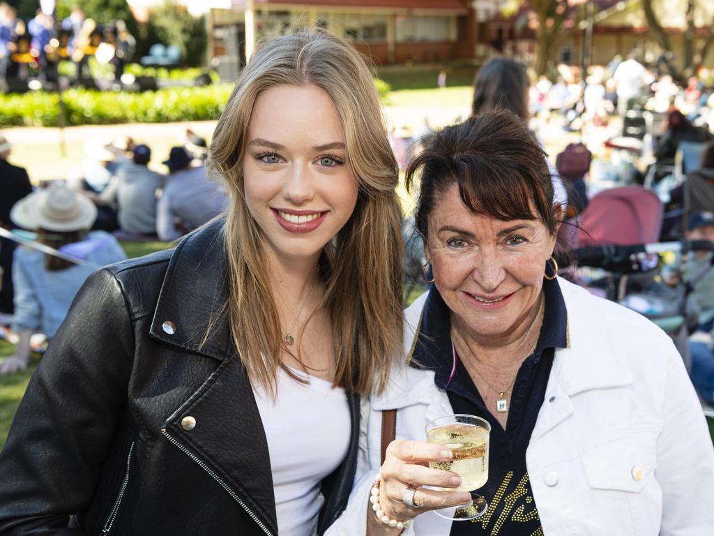 Halayna Lourigan with her grandmother Debbie Gilbert at Glennie Jazz Fest in the grounds of the school, Sunday, August 18, 2024. Picture: Kevin Farmer