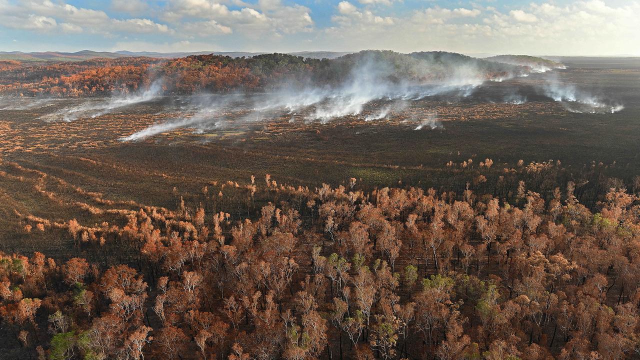 The aftermath of the bush fire on world heritage-listed Fraser Island. Picture: Lyndon Mechielsen