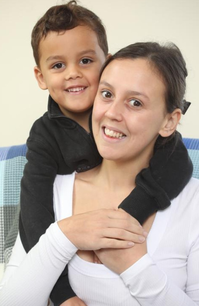 Milly Mitchell, with son George, four, has been diagnosed with stage four cervical cancer. Picture: Dean Martin