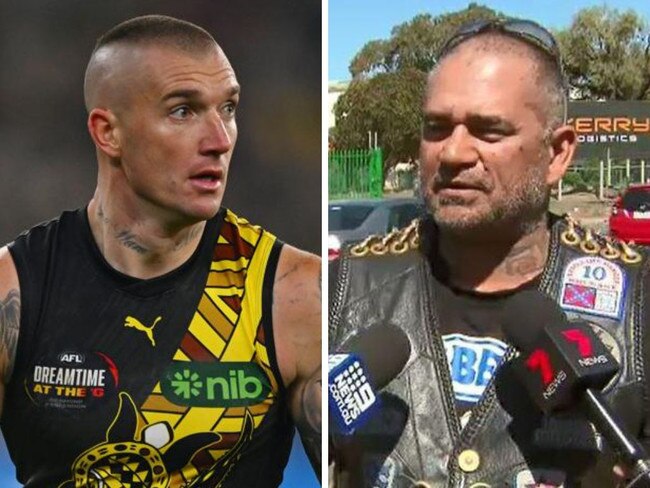 Dustin Martin and his uncle Dean Martin. Photos: Getty Images/Nine News