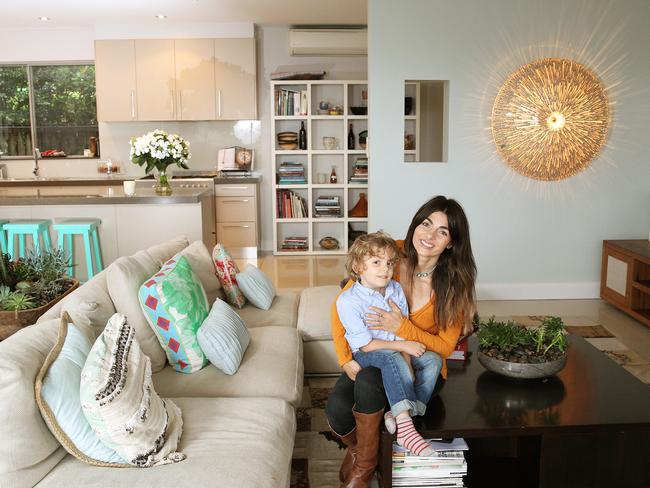 Silvia Colloca &amp; son Miro, 5, at their former Bilgola Plateau home. Picture: Troy Snook