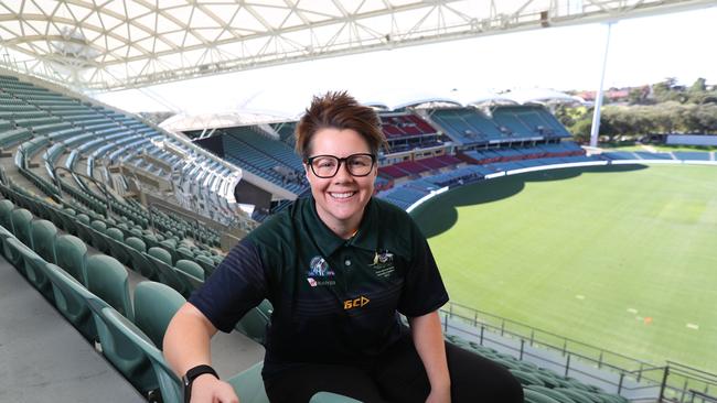 Former Adelaide AFLW coach  Bec Goddard at Adelaide Oval ahead of the AFL Ireland series. Picture: Tait Schmaal