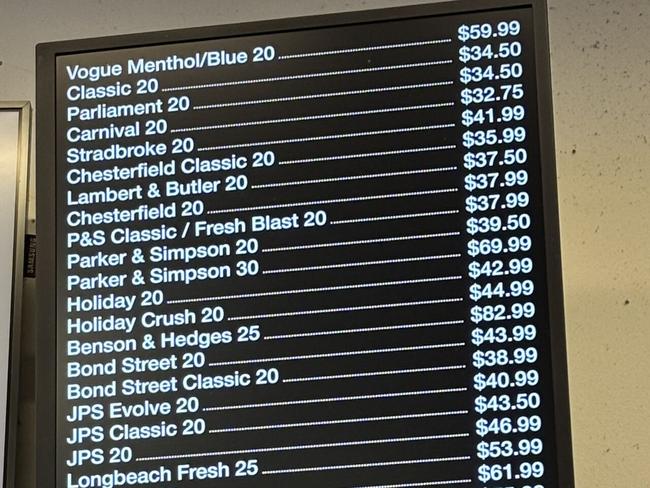 Cigarette prices in Melbourne in 2025