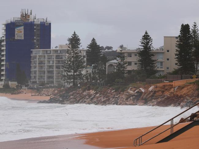 Large surf is hitting the coast between Goodwin St, South Narrabeen and Ramsay St, Collaroy. Picture John Grainger