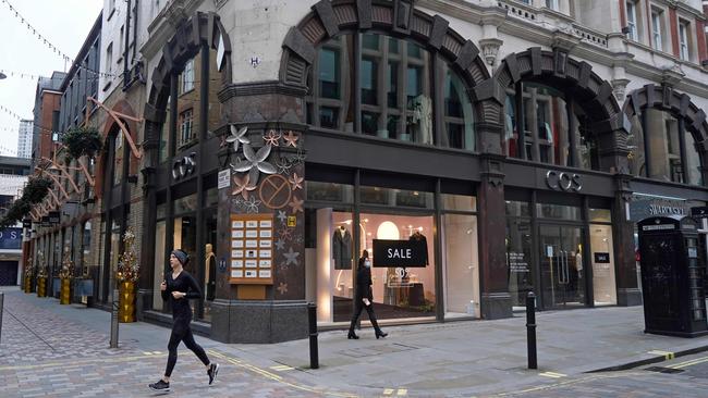 A near-deserted Covent Garden in London on Boxing Day as Londoners continue to live under Tier 4 lockdown restrictions. Picture: Niklas Halle'n/AFP