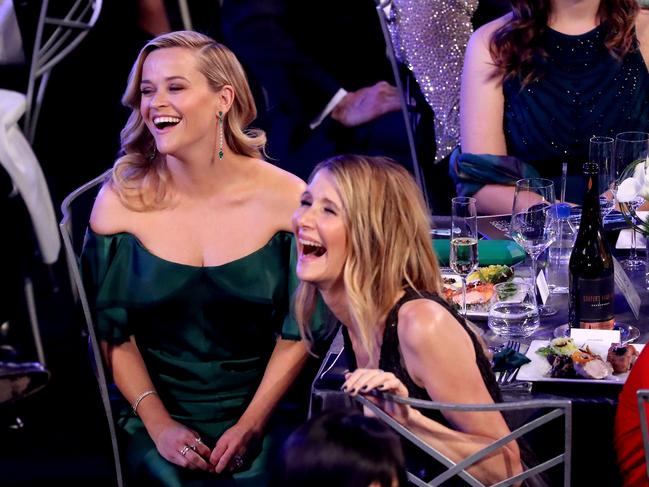 Reese Witherspoon and Laura Dern during the 24th Annual Screen Actors Guild Awards at The Shrine Auditorium on January 21, 2018 in Los Angeles, California. Picture: Getty