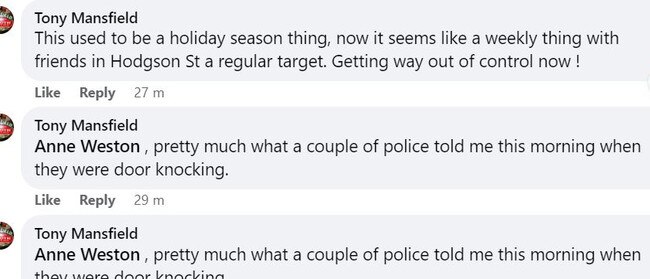 Comments on the incident on the Crescent Head Crime Fighter's Facebook page.