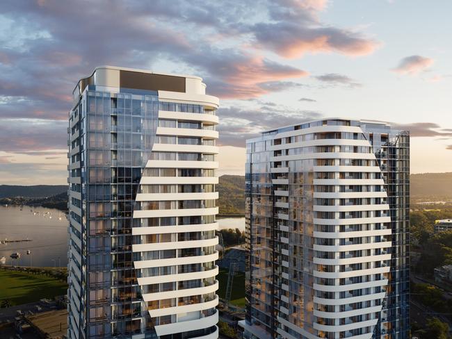 First images of The Archibald Development: a $400 million two tower development in Gosford.