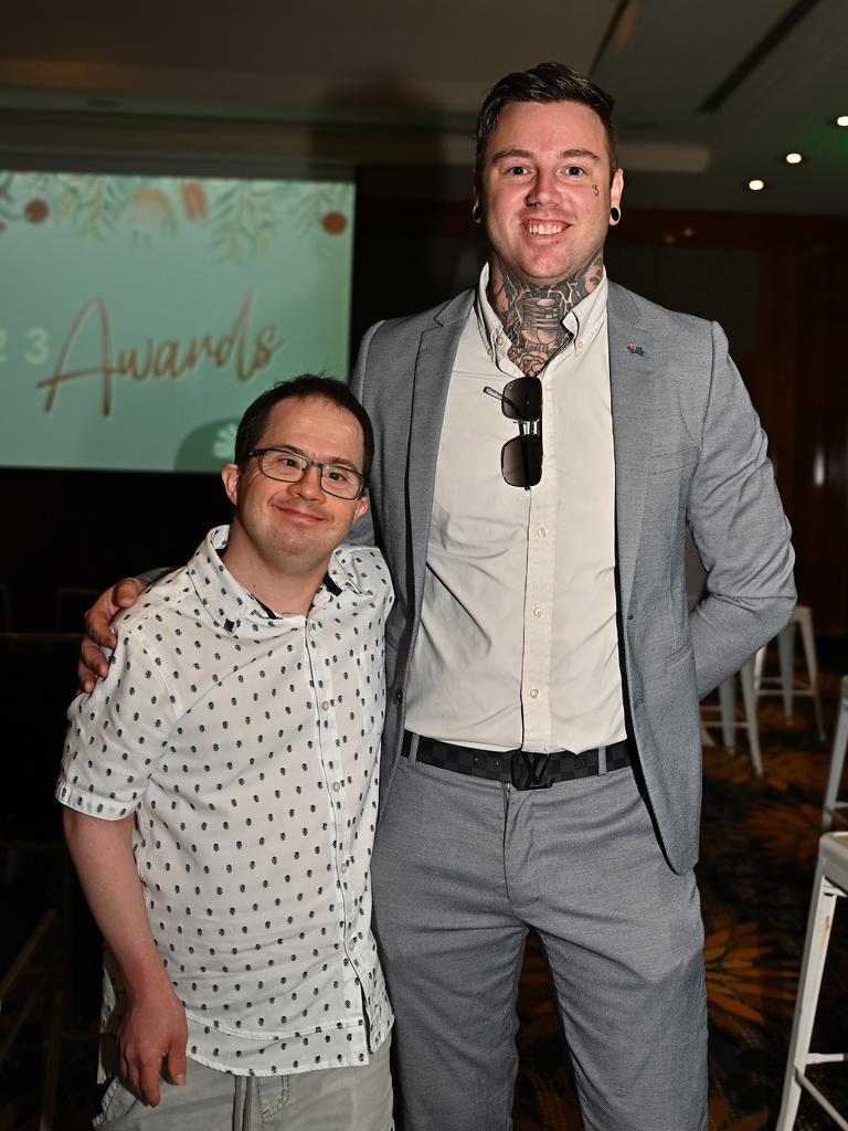 Josh Barns and Volunteer of the Year Nominee Shane Cuthbert at the 2023 Cairns Regional CouncilÃ¢â&#130;¬â&#132;¢s Australia Day Awards Ceremony. Picture Emily Barker.