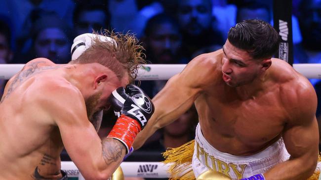 British reality TV star Tommy Fury defeated Jake Paul at Diriyah in Riyadh on February 27, 2023. (Photo by Fayez Nureldine / AFP)