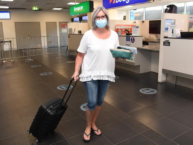 Mardi Stephenson at Darwin International Airport. Picture: Katrina Bridgeford