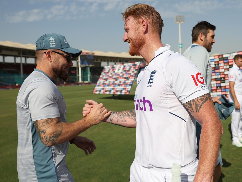 Brendon McCullum and Ben Stokes are cooking up an Ashes ambush. Picture: Matthew Lewis/Getty