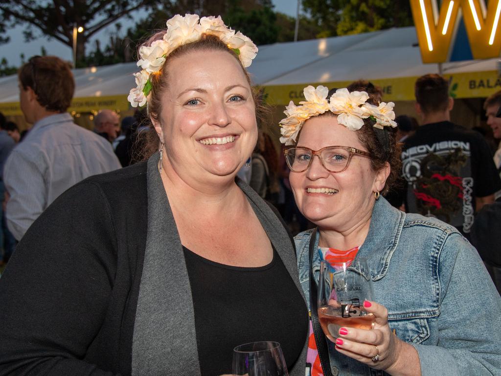 (From left) Frances Deguara and Ann Blakeney. Toowoomba Carnival of Flowers Festival of Food and Wine. Saturday, September 14, 2024. Picture: Nev Madsen