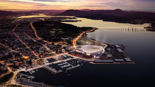 Designs of what Hobart's new AFL stadium at Macquarie Point could look like. Images supplied by AFL.