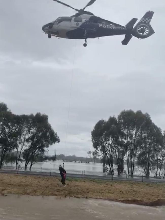 Destiny McPhail, 16, is flown to safety near Wangaratta. Picture: Taylor McPhail