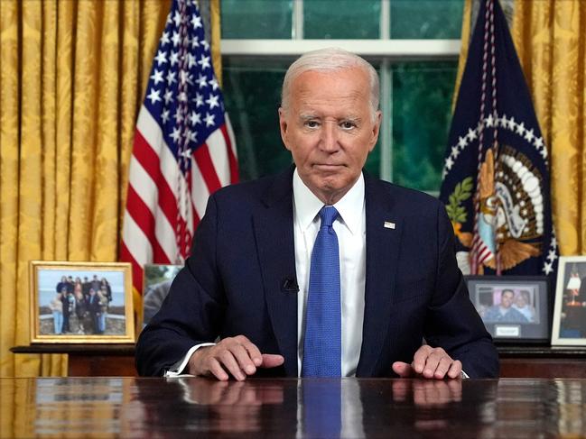 Joe Biden addresses the nation after announcing his withdrawal from the 2024 presidential election. Picture: AFP