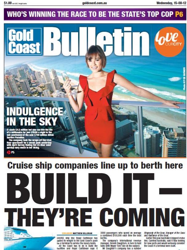 Gold Coast Bulletin front page.