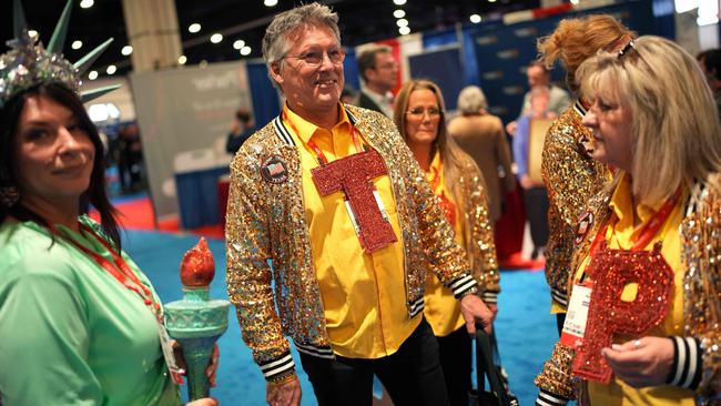 Attendees wear Trump-themed clothing at the Conservative Political Action Conference. Picture: Andrew Harnik / Getty via AFP