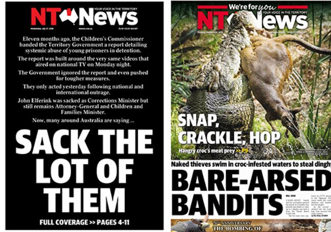 Best of the NT News front pages: "Sack the lot of them" and "Bare-arsed bandits + Snap, crackle, hop".