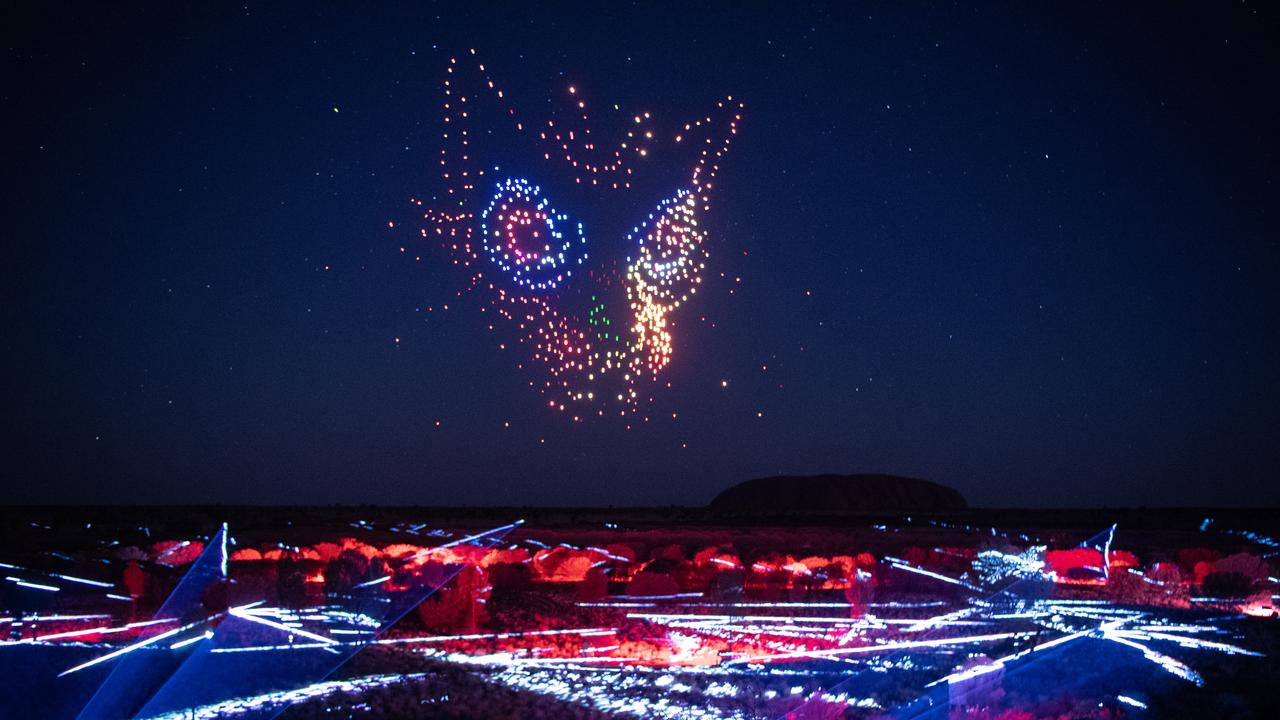 More than 1100 drones lit up the NT sky. Picture: Getty Images for Voyages indigenous Tourism Australia