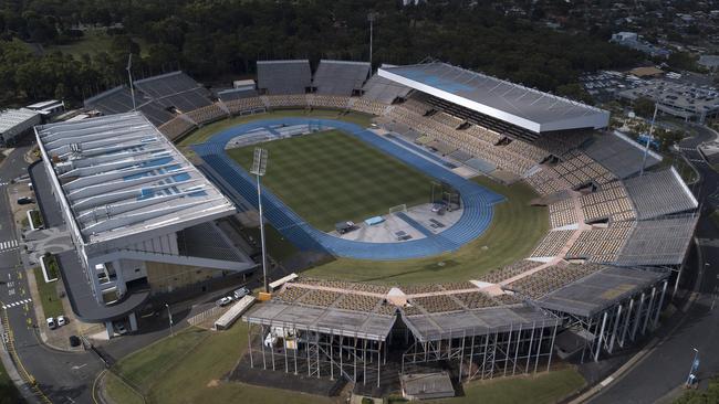 Aerial images of the Queensland Sport and Athletics Centre at Mount Gravatt.