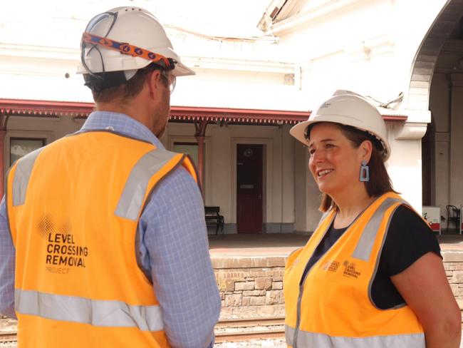 Wendouree MP Juliana Addison (right) at Ballarat Railway Station. Picture: Facebook