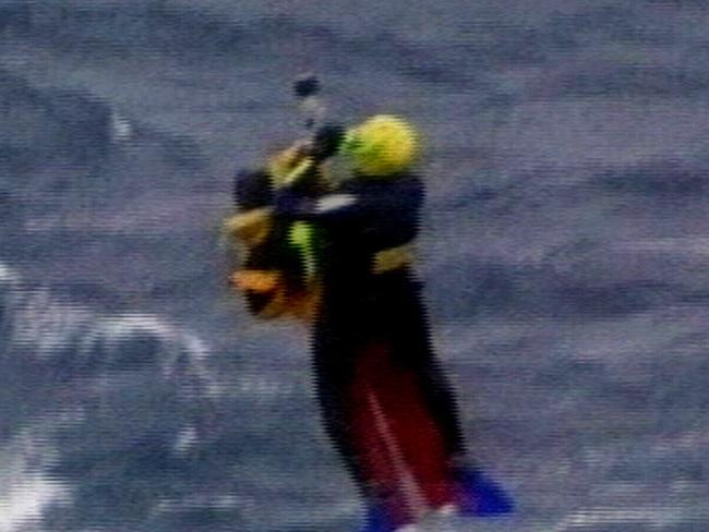 Yachting - 1998 Sydney Hobart race disaster. Rescue helicopter winching yachtsman from sea off NSW coast 28 Dec 1998./Yachting/Sydney/Hobart/race