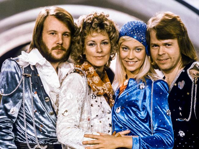 Picture taken in 1974 in Stockholm shows the Swedish pop group Abba with its members (L-R) Benny Andersson, Anni-Frid Lyngstad, Agnetha Faltskog and Bjorn Ulvaeus posing after winning the Swedish branch of the Eurovision Song Contest with their song "Waterloo". Sweden's legendary disco group ABBA announced on April 27, 2018 that they have reunited to record two new songs, 35 years after their last single. The quartet split up in 1982 after dominating the disco scene for more than a decade with hits like "Waterloo", "Dancing Queen", "Mamma Mia" and "Super Trouper". / AFP PHOTO / TT News Agency / Olle LINDEBORG / Sweden OUT