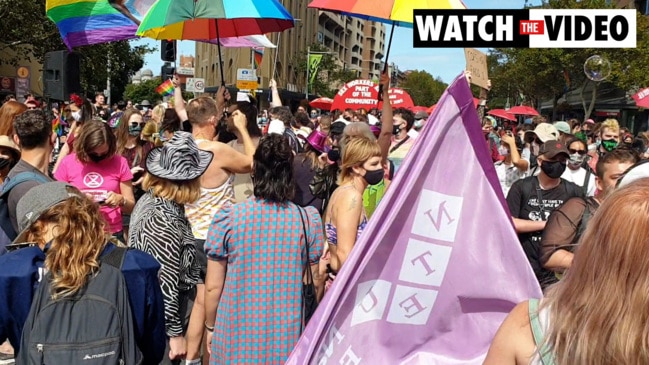 Mardi Gras splinter group 'Pride in Protest' marches down Oxford St