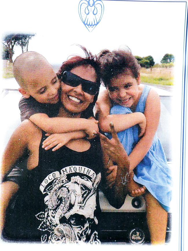 Image of Adeline Yvette Rigney-Wilson and her children Korey Lee and Amber Rose from the Order of Service booklet.