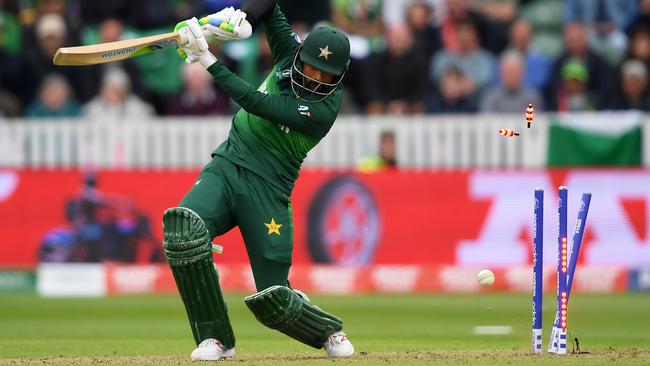 Mohammad Amir is bowled by Mitchell Starc. Picture: Getty Images