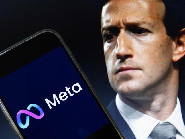 This photo illustration created on January 7, 2025, in Washington, DC, shows an image of Mark Zuckerberg, CEO of Meta, and a phone displaying the download page for the Facebook app. Social media giant Meta on January 7, 2025, slashed its content moderation policies, including ending its US fact-checking program, in a major shift that conforms with the priorities of incoming president Donald Trump. (Photo by Drew ANGERER / AFP)