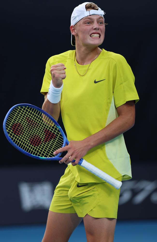 Cruz, the 16 year-old son of tennis legend Lleyton Hewitt and actor Bec Hewitt, has had plenty of support in the stands as he tried to qualify for the Australian Open. Picture: Janelle St Pierre/Getty Images