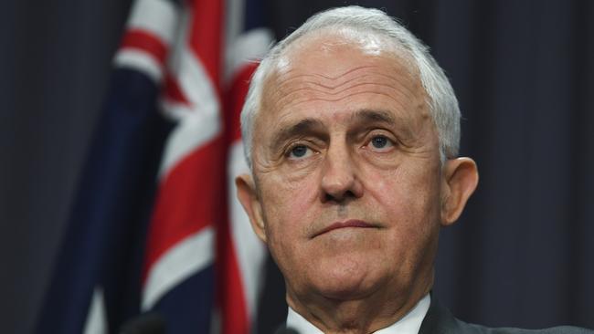 Australian Prime Minister Malcolm Turnbull speaks during a press conference at Parliament House in Canberra, Monday, June 18, 2018. European Union Commissioner for Trade Cecilia Malmstršom and Australian Trade Minister Steven Ciobo officially launched negotiations for a trade agreement between the EU and Australia. (AAP Image/Lukas Coch) NO ARCHIVING