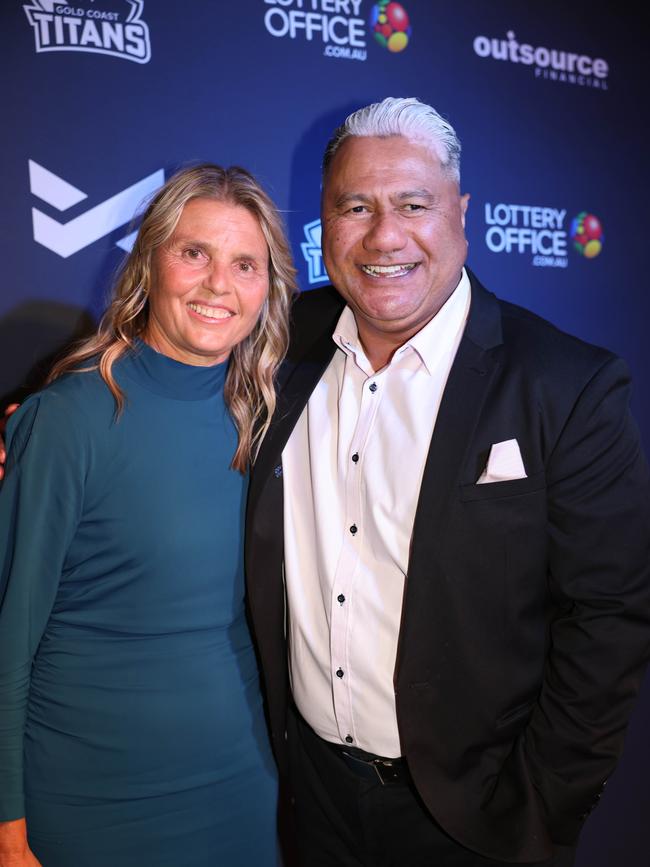 Karyn Murphy and Robert Lolesio at the Gold Coast Titans NRLW 2025 Season Launch at Isoletto The Star Gold Coast. Picture, Portia Large.