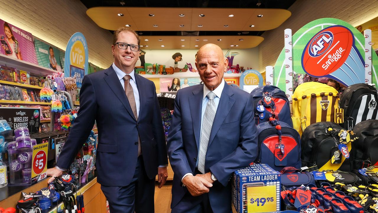 Premier Investments chairman Solomon Lew and CEO Richard Murray, at a Smiggle store. Picture: Ian Currie