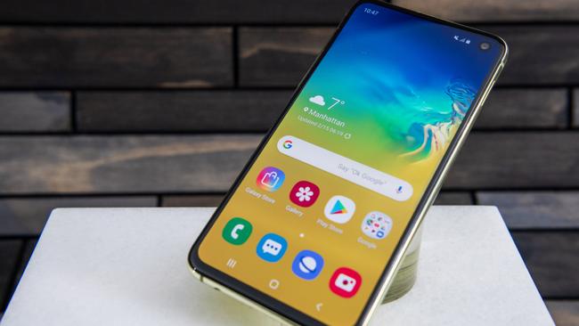 The Samsung Galaxy S10e is a smaller, budget-friendly edition. Picture: Jennifer Dudley-Nicholson/ News Corp Australia