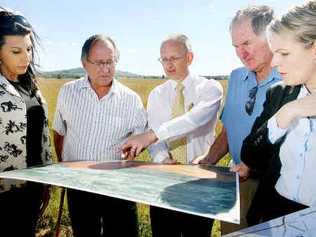 Walloon affordable housing developers meet with Member for Blair Shayne Neumann (centre) and Housing Minister Tanya Plibersek (right) at the development’s launch in April. Picture: File