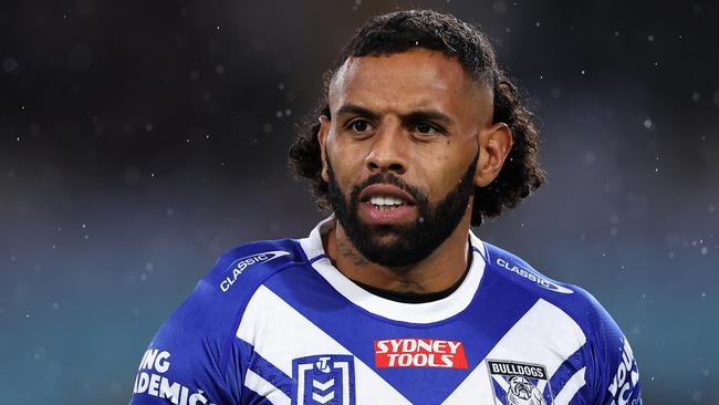 SYDNEY, AUSTRALIA - APRIL 02: Josh Addo-Carr of the Bulldogs warms up during the round five NRL match between Canterbury Bulldogs and North Queensland Cowboys at Accor Stadium on April 02, 2023 in Sydney, Australia. (Photo by Cameron Spencer/Getty Images)