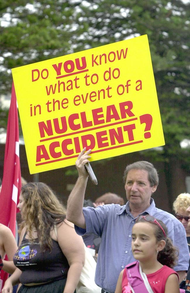 An anti-nuclear protest in Sydney against the Lucas Heights reactor in 2001. Picture: Noel Kessel