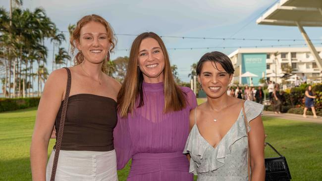 Ange Slattery, Sarah Andrews and Jess Tassone at the 2022-23 NTFL Nichols Medal Night. Picture: Pema Tamang Pakhrin