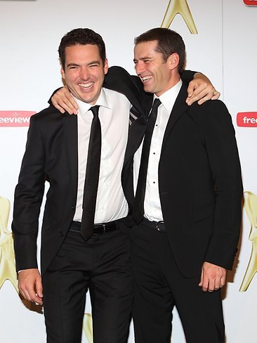 <p>Karl Stefanovic and his brother Pete Stefanovic at the 2011 Logie Awards. Picture: Scott Barbour/Getty Images</p>