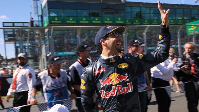 Aussie star Daniel Ricciardo is all smiles at this year’s Melbourne F1 Grand Prix. Picture: Wayne Ludbey