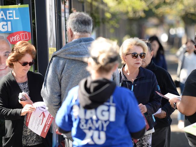 Supporters and voters at Mascot Public School for the Local Government Elections. Pic: AAP Image/ Jeremy Piper