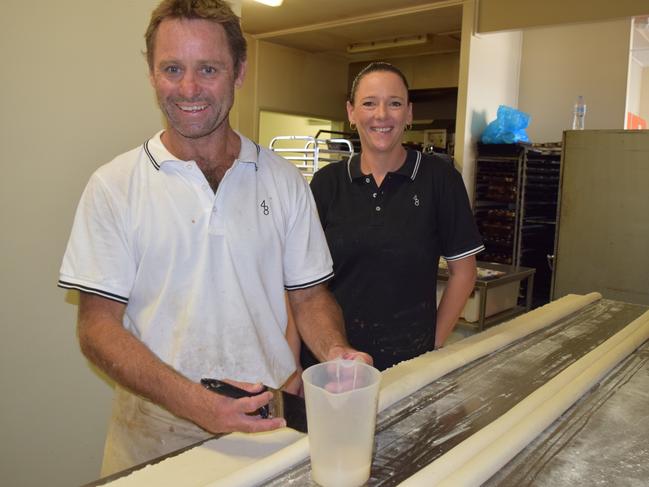 Todd and Bec Mooney at the Biggenden Bakery.