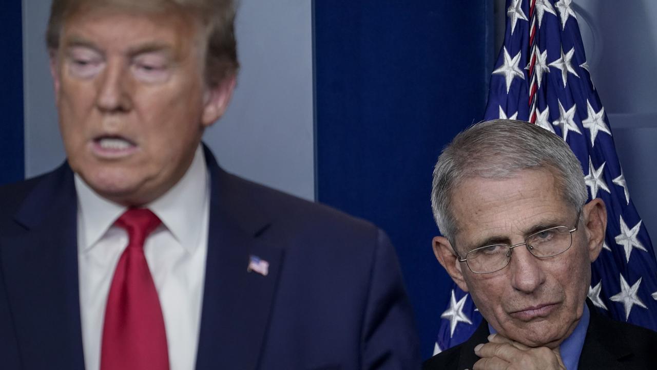 President Donald Trump and Dr. Anthony Fauci in March. Picture: Drew Angerer/Getty Images