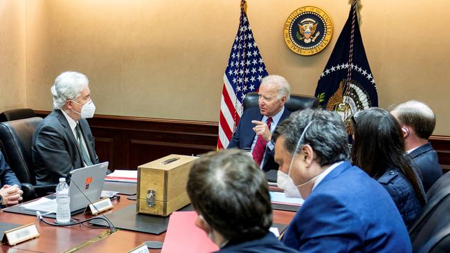 Joe Biden is briefed by his national security team on the planned operation to take out Ayman al-Zawahiri on July 1. Picture: White House via AFP