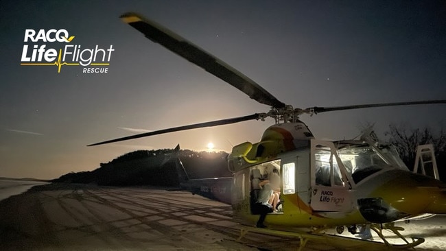 The LifeFlight Rescue helicopter flew to the western side of the island, shortly after 6.30pm and the pilot was able to land on the beach.