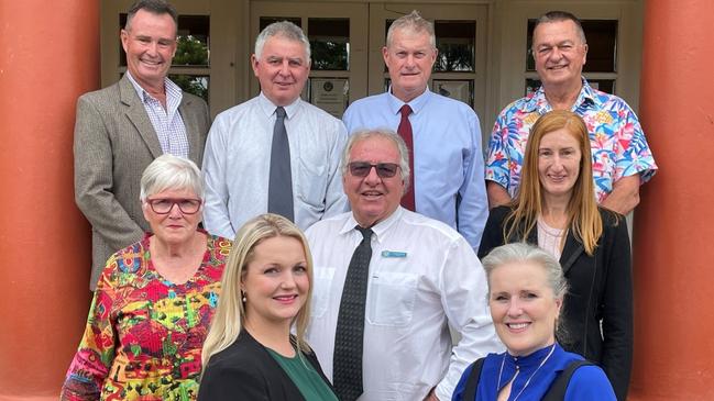 Kyogle councilors Brett McNamara, top left, Tom Cooper, Robin Harley, Rob Cullen, Janet Wilson, Olivia Taylor, John Burley, Kieran Somerville, and council elected mayor Danielle Mulholland, October 2024.